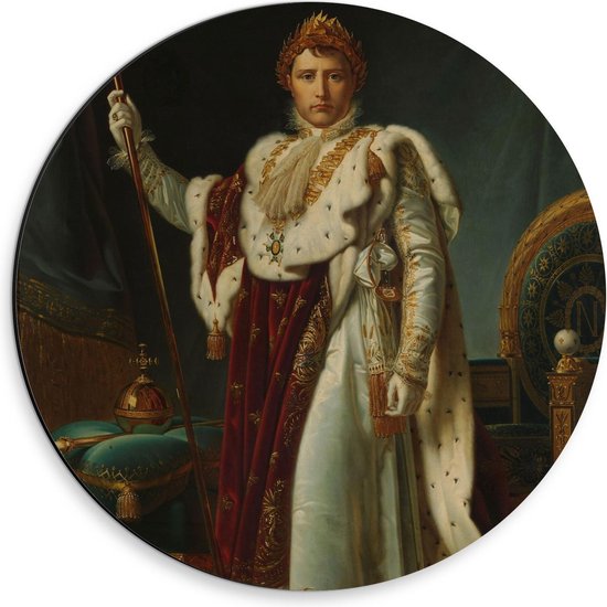 Dibond Wandcirkel - Oude meesters - Portret van keizer Napoleon I, François Gérard - 30x30cm Foto op Aluminium Wandcirkel (met ophangsysteem)