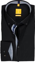 Redmond modern fit overhemd - zwart (contrast) - Strijkvriendelijk - Boordmaat: 39/40
