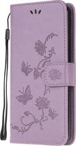 Samsung Galaxy A42 Hoesje - Coverup Bloemen & Vlinders Book Case - Paars