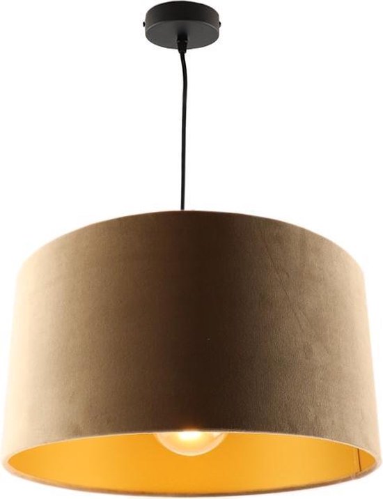 Olucia Urvin - Moderne Hanglamp - Stof - Taupe;Goud - Rond - 40 cm