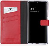 Selencia Hoesje Geschikt voor Samsung Galaxy A42 Hoesje Met Pasjeshouder - Selencia Echt Lederen Bookcase - Rood