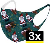 Mondkapje Wasbaar Kerst Mondmasker Groen Niet-medisch - 3 stuks