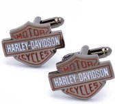 Manchetknopen - Motorfiets Merk Harley Davidson Rood Wit