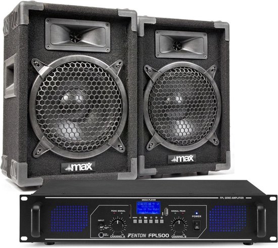 Previs site Knipoog koffie DJ geluidsinstallatie met Bluetooth - MAX8 DJ luidsprekers + Bluetooth  versterker... | bol.com
