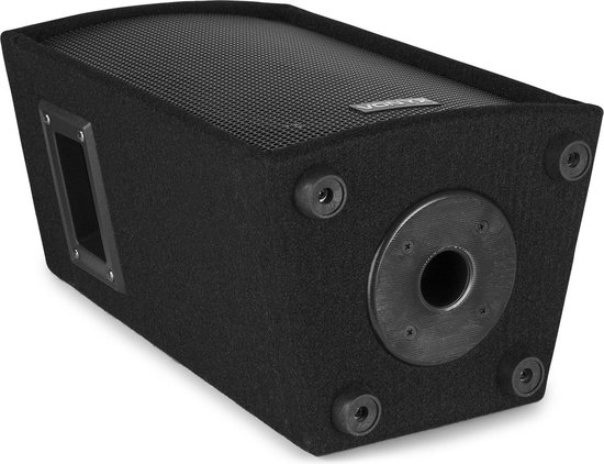 Zwarte Vonyx SL8 PA Disco Speaker, onderkant met aansluiting voor statief.