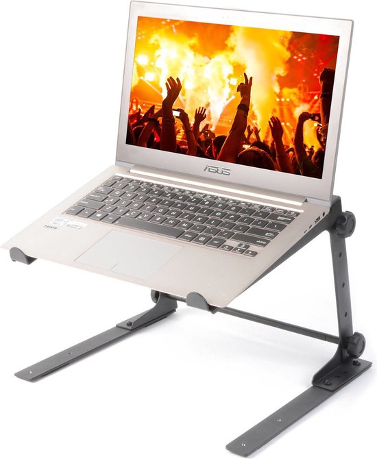 Laptopstandaard - Power Dynamics DJLS1 laptopstandaard - in hoogte verstelbaar - eenvoudig te (de)monteren - Ook geschikt voor DJ controllers - Zwart - Power Dynamics