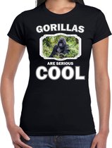Dieren gorilla apen t-shirt zwart dames - gorillas are serious cool shirt - cadeau t-shirt gorilla/ gorilla apen liefhebber M