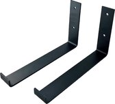 GoudmetHout Industriële Plankdragers L-vorm UP 25 cm - Staal - Mat Zwart - 4 cm x 25 cm x 15 cm - Plankendrager