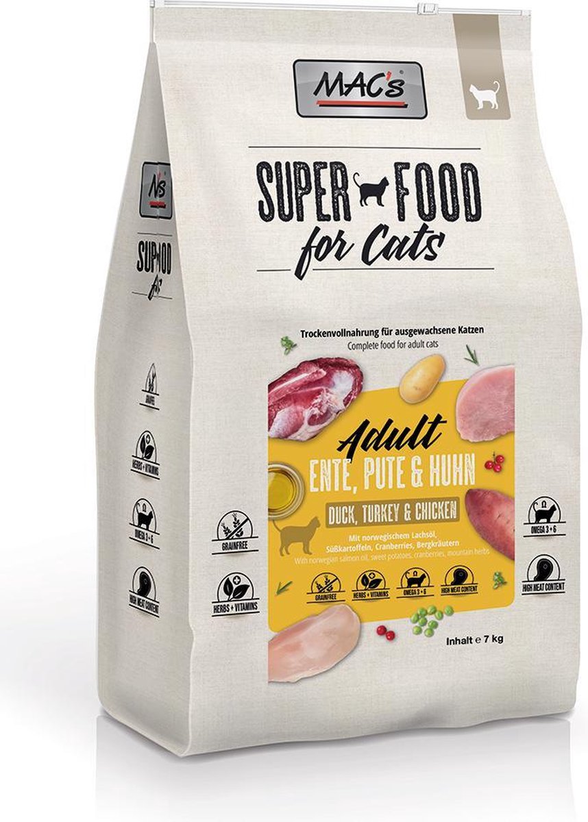MACs MAC's Adult Kattenvoer - Eend, Kalkoen & Kip - 7 kg
