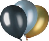 Tib Ballonnen Metal 30 Cm Latex Zwart/zilver/goud 7 Stuks