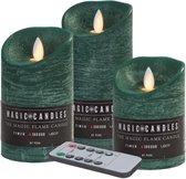 Kaarsen set 3 emerald groene LED stompkaarsen met afstandsbediening - Woondecoratie - LED kaarsen - Elektrische kaarsen