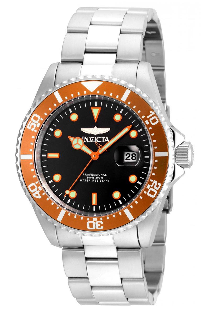 Invicta Pro Diver 22022 Heren Horloge - Waterdicht - Analoog - Quartz Uurwerk - Roestvrij Staal met zwarte Wijzerplaat - 43mm