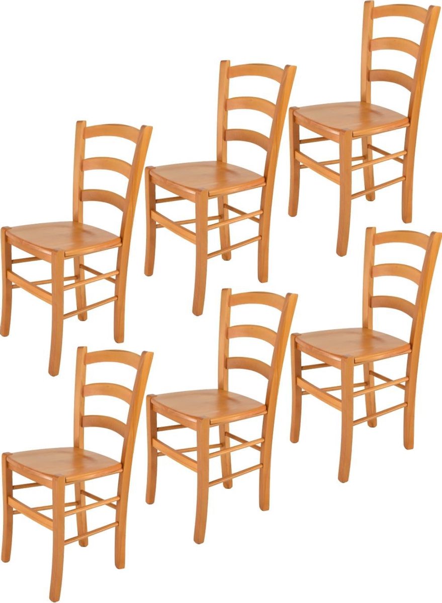 Tommychairs Venice - Eetkamerstoelen - Set van 6 - Bruin - Hout