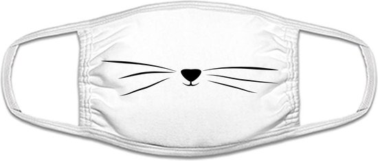 Katten mondkapje | cat | dieren | grappig | gezichtsmasker | bescherming | bedrukt | logo | Wit mondmasker van katoen, uitwasbaar & herbruikbaar. Geschikt voor OV