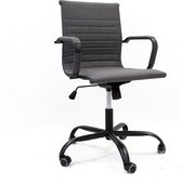 Breazz Manhattan Low Fabric - Bureaustoel - Donkergrijs stoffen zitting - Zwart onderstel