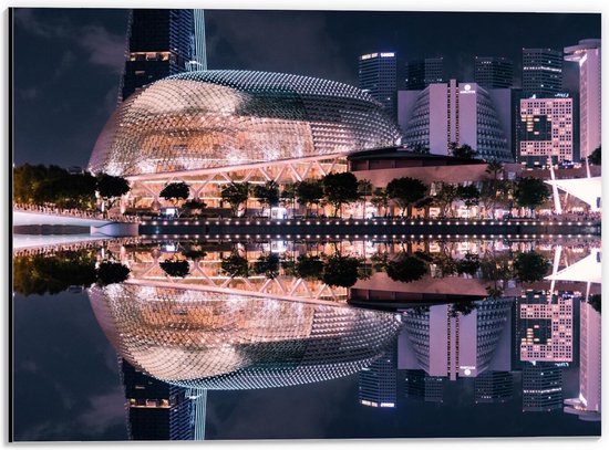 Dibond - Merlion Park - Singapore - 40x30cm Foto op Aluminium (Met Ophangsysteem)