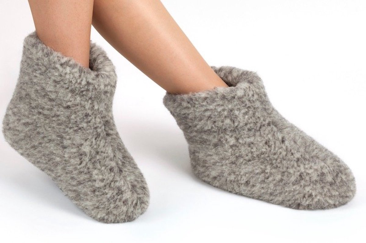 Woolwarmers Dolly - Unisex Sloffen - grijs - Maat 43 - 100% wol