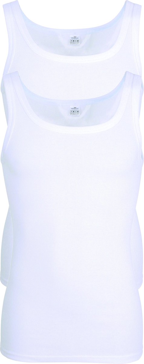 Gotzburg heren singlets regular fit (2-pack) - doppelripp heren onderhemden - wit - Maat: L