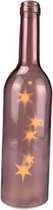 Trendy decoratie fles met Led verlichting Lieselot - Set van 2 - Glas - Roze