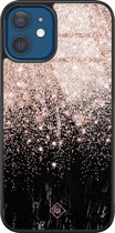 iPhone 12 hoesje glass - Marmer twist | Apple iPhone 12  case | Hardcase backcover zwart