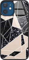 iPhone 12 hoesje glass - Abstract painted | Apple iPhone 12  case | Hardcase backcover zwart