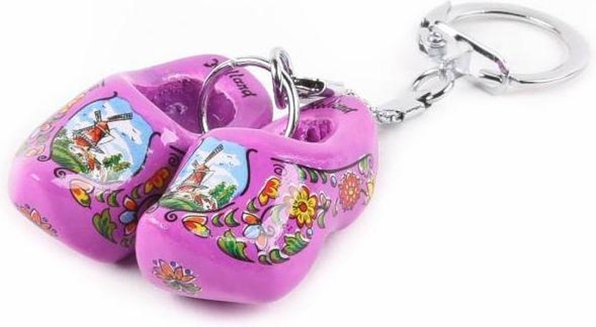 Sleutelhanger Klomp Dubbel Holland Paars 4 Cm - Souvenir