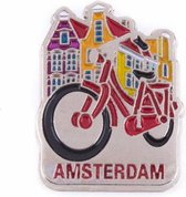 Pin Fiets Met Huisjes Amsterdam Zilver - Souvenir