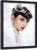 Foto in frame , Audrey Hepburn 3 , 70x100cm , zwart wit ,Premium print