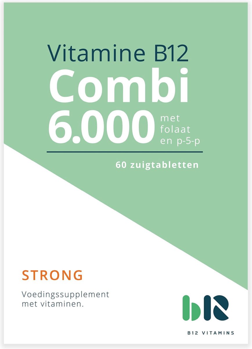 Goedkoopste B12 Vitamins - B12 Combi 6.000 met Folaat en P-5-P - 60 tabletten - Vitamine B12 methylcobalamine, adenosylcobalamine, actief foliumzuur, actieve vitamine B6 - B12 Combi - vegan - voedingssupplement