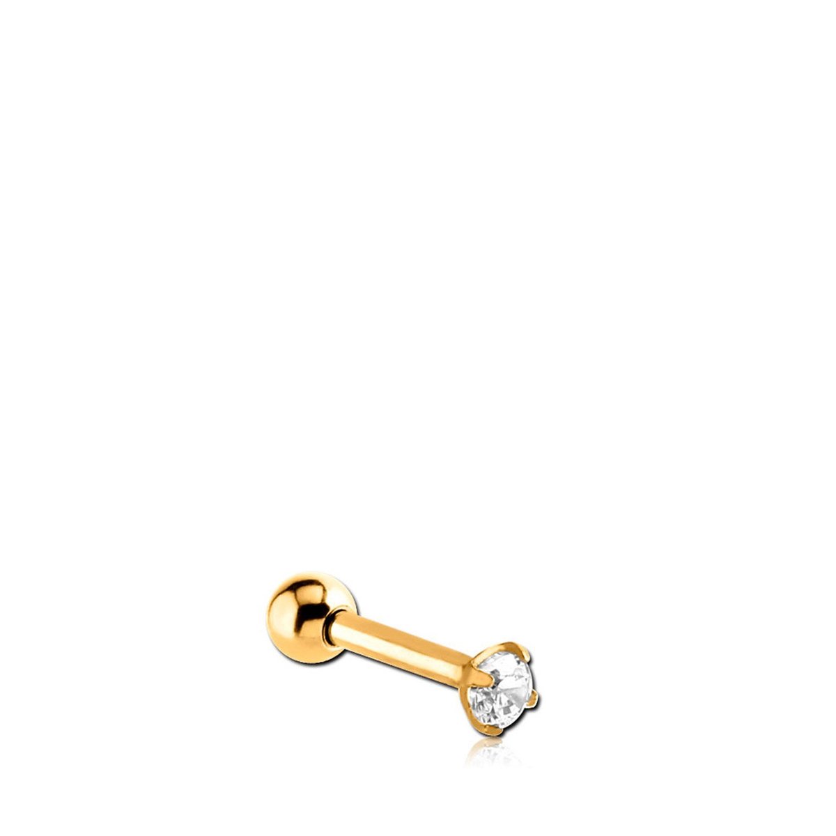 Lucardi Dames Helixpiercing goldplated met zirkonia - Piercing - Cadeau - Staal - Goudkleurig