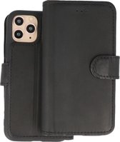 BAOHU Handmade Leer Telefoonhoesje - Wallet Case - Portemonnee Hoesje - Geschikt voor iPhone 11 Pro Max - Zwart