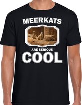 Dieren stokstaartjes t-shirt zwart heren - meerkats are serious cool shirt - cadeau t-shirt stokstaartje/ stokstaartjes liefhebber M