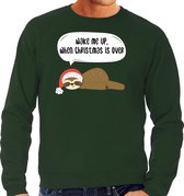 Luiaard Kerstsweater / Kersttrui Wake me up when christmas is over groen voor heren - Kerstkleding / Christmas outfit S