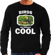 Dieren toekans sweater zwart heren - birds are serious cool trui - cadeau sweater toekan/ toekans liefhebber L