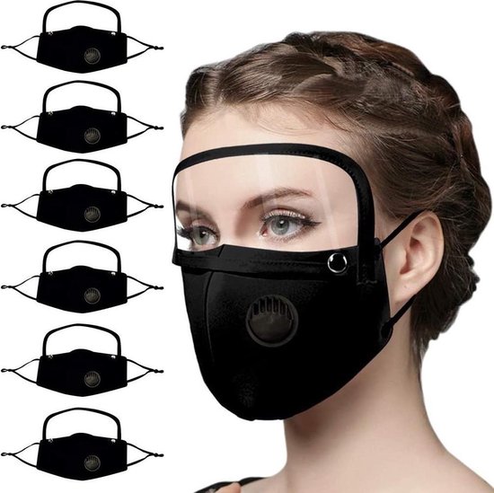 6 pcs couleur noire Couvre-visage - masque anti-éclaboussures - Écran  facial - Écran... | bol.com