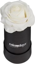 Relaxdays flowerbox - rozenbox - 1 roos in box - zwart - decoratie - kunstbloem - wit