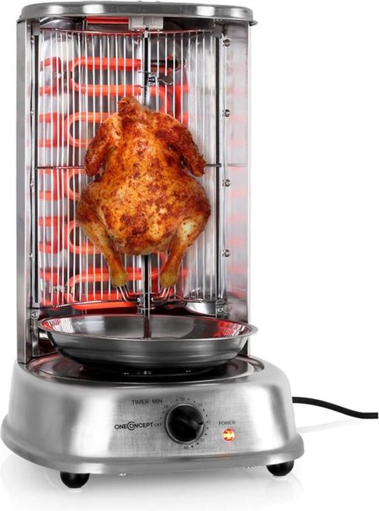 OneConcept Kebap Master Verticale Grill 1800W roestvrij staal incl. spiesset