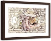 Foto in frame Vrouw met boek en muziek, 120x80, beige, Premium print