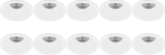 Spot Armatuur 10 Pack - Pragmi Pollon Pro - GU10 Inbouwspot - Rond - Wit - Aluminium - Verdiept - Ø82mm