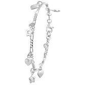 Lucardi Meisjes Armbandje met hanger met plating - Hart - Cadeau - Echt Zilver - Zilverkleurig