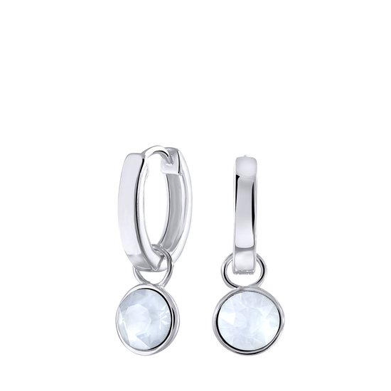 Lucardi Dames Oorbellen kristal wit opaal - Oorbellen - Cadeau - Echt Zilver - Zilverkleurig