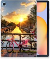 Back Cover Geschikt voor Samsung Galaxy Tab S6 Lite | Tab S6 Lite 2022 Hippe Hoesje Amsterdamse Grachten met transparant zijkanten