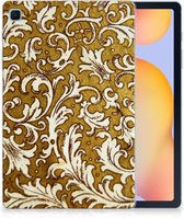 Hippe Hoesje Geschikt voor Samsung Galaxy Tab S6 Lite | Tab S6 Lite 2022 Siliconen Back Case Barok Goud met doorzichte zijkanten