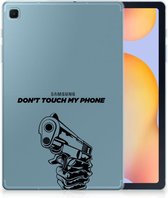 Tablet Hoesje met foto Samsung Galaxy Tab S6 Lite | Tab S6 Lite 2022 Siliconen Bumper Gun Don't Touch My Phone met doorzichte zijkanten