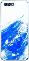 Honor 10 Hoesje Transparant TPU Case - Blue Brush Stroke #ffffff