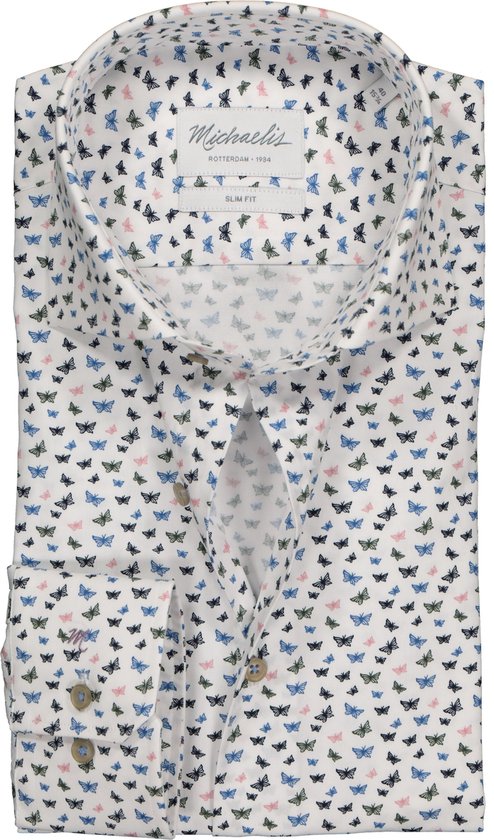 Michaelis Slim Fit overhemd - vlinderprint - Strijkvriendelijk - Boordmaat:  38 | bol.com