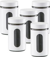 10x Witte voorraadblikken/potten met venster 900 ml - Keukenbenodigdheden - Bewaarpotten/voorraadpotten - Voedsel bewaren