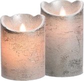 Led kaarsen combi set 2x stuks zilver in de hoogtes 10 en 12 cm - Home deco kaarsen