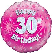 Oaktree 18 Inch Happy 30th Birthday Pink Holographic Balloon (Pink/Silver)