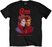 David Bowie Heren Tshirt -S- New York City Zwart